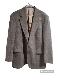Evan Picone Tweed Wool Blazer Men's 40L Suede Patches
