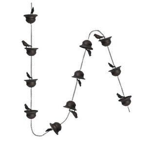 2.4M Mobile Iron Bird Outdoor Rain Chain Decor Attached Hanger Wind Chimes Bells