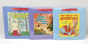 3 SCHOLASTIC AUDIO Book CDs Lot Little Bunny, April Fools and Hippopotamus New - Picture 1 of 7
