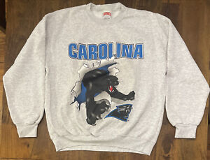 Vintage Nutmeg 90s Carolina Panthers NFL Double Sided Graphic Sweatshirt Size L