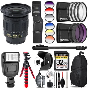 Nikon AF-P DX 10-20mm VR Lens + Flash + Color Filter Set -32GB Accessory Kit - Picture 1 of 8