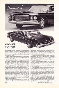 1963 CHRYSLER IMPERIAL ~ ORIGINAL NEW CAR PREVIEW ARTICLE / AD - Picture 1 of 2