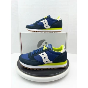 Saucony Jazz Original Suede Navy Blue Lime Sneaker Running Shoes Men 6.5 Women 8 - Picture 1 of 11