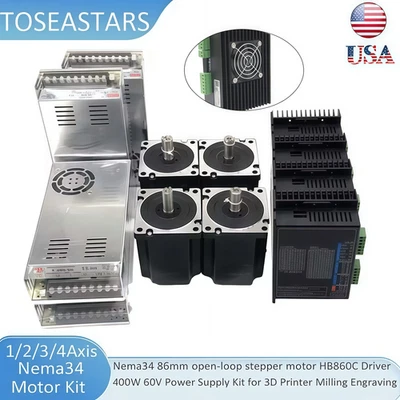 3-5 Axis 2Phase NEMA34 86 Stepper Motor Driver Power Supply Kit, High Torque CNC - Image 1 of 4