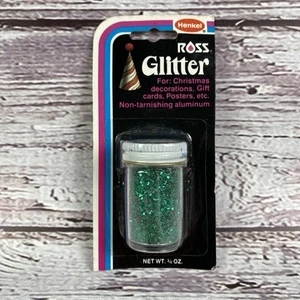 Vintage Ross Glitter Non-Tarnish Aluminum 3/4 oz Shaker Jar Emerald Green 1980 - Picture 1 of 5
