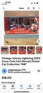 Coca Cola Poster Car Collection F345621 Johnny Lightning 1:64 Scale NIB - Picture 1 of 9