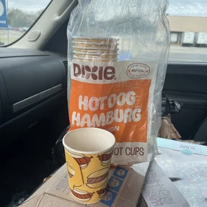 Vintage Dixie Livingware Heißpappbecher 21 Total Hotdog Hamburger 7oz mit Griff - Bild 1 von 6