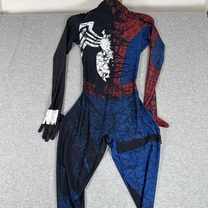 SPIDERMAN Venom Jumpsuit Kids/Adult Black Symbiote Costume Cosplay With Hood - Picture 1 of 12