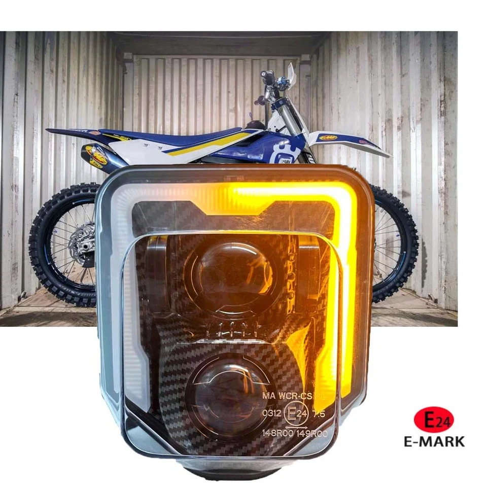 Faro LED con intermitente amarillo para Husqvarna FC 250/350/450 FE 250/450/701SM Foto 1 de 4