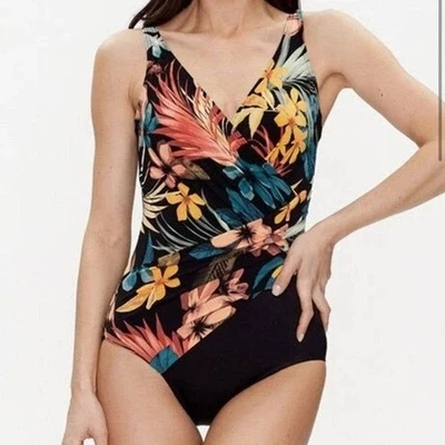 Traje de baño Miraclesuit Tropical Plumeria Oceanus de una pieza cobertura completa envolvente sintética Foto 1 de 4