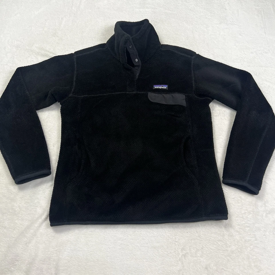 Patagonia Women Re-Tool Snap-T Fleece Pullover 1/4 Black Polartec Fleece Size S - Image 1 of 4