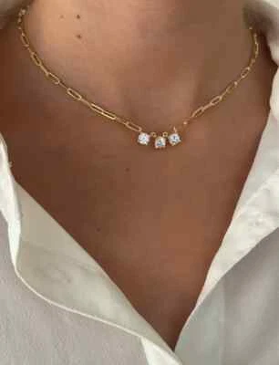 Collar de cadena de regalo de boda de dama de honor de plata de ley 925 diamante creado en laboratorio Foto 1 de 4