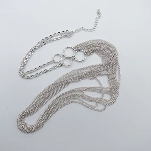 Collar Cadena Larga Multi Hilos Tono Plata 31" - Imagen 1 de 9