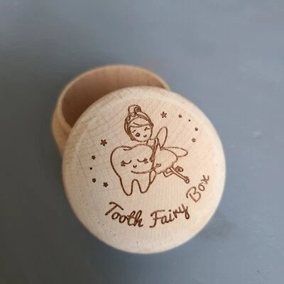 Wood Carved Tooth Fairy Box For Baby Teeth - Image 1 of 4