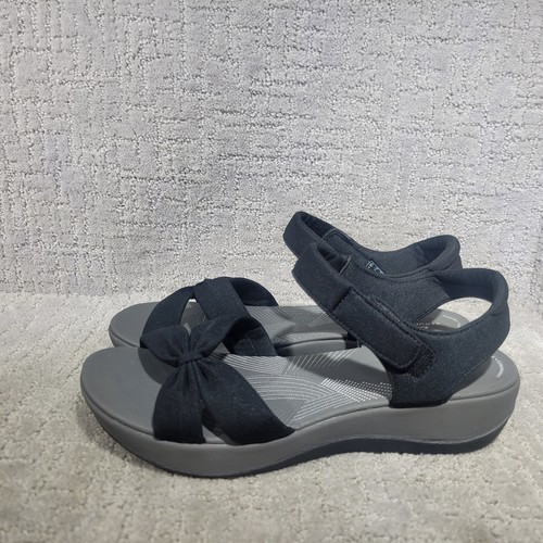 Sandali donna Clarks Arla Shore taglia US 11 neri comodi con cinturino.
