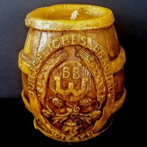 Beer Barrel Candle Souvenir Vintage Burgerliches Brauhaus Weisen Germany Brewery - Picture 1 of 4
