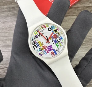 NEW✅LIMITED EDITION✅ Swatch MULTI COLLAGE White Fun 41mm Watch SUOW132 - Picture 1 of 16