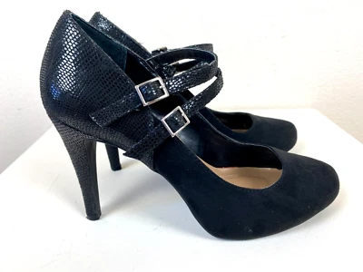 Style & Co. Mary-Jane 平台泵黑色 7 米人造麂皮绒蛇皮双肩带 — 第 1/4 张图片