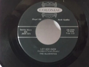 The Bluenotes,Colonial 7779,"Let Her Know",US,7"45,1958 R&B,Stamped Numbers, M - Picture 1 of 2
