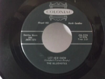 The Bluenotes,Colonial 7779,"Let Her Know",US,7"45,1958 R&B,Stamped Numbers, M - Image 1 of 2