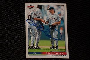 JIM EDMONDS 1996 SCORE SIGNED AUTOGRAPHED CARD #4 CALIFORNIA ANGELS