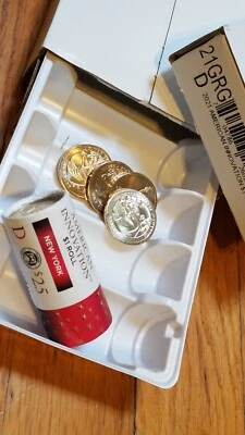 2021-D New York UNC Roll of $25 American Innovation Real US $1 Dollar Coins Real - Image 1 of 4