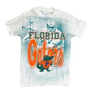 NWT Vintage Large Mens Florida Gators All Over Football Graphic Tee Shirt - Rare