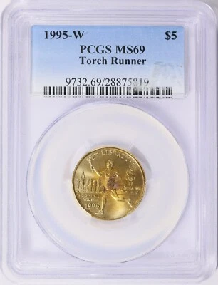 1995-W TORCH RUNNER $5 Gold COMMEMORATIVE PCGS MS69 - Image 1 of 3