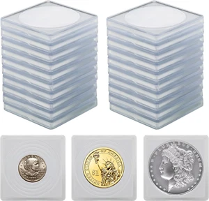 Coin Snap Holders, 20 Pcs Silver Dollar Coin Holders, Clear Coin Capsules Cases - Picture 1 of 12