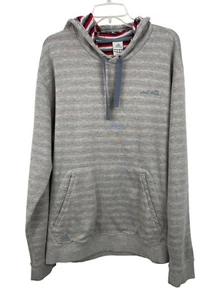 Adidas Retro Gray Red Striped Hoodie Hooded Sweatshirt Mens Size 2XL - Picture 1 of 12