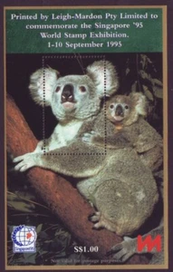 Hoja en miniatura de koala 1995 - Singapur 95 exposición mundial de sellos - Imagen 1 de 1