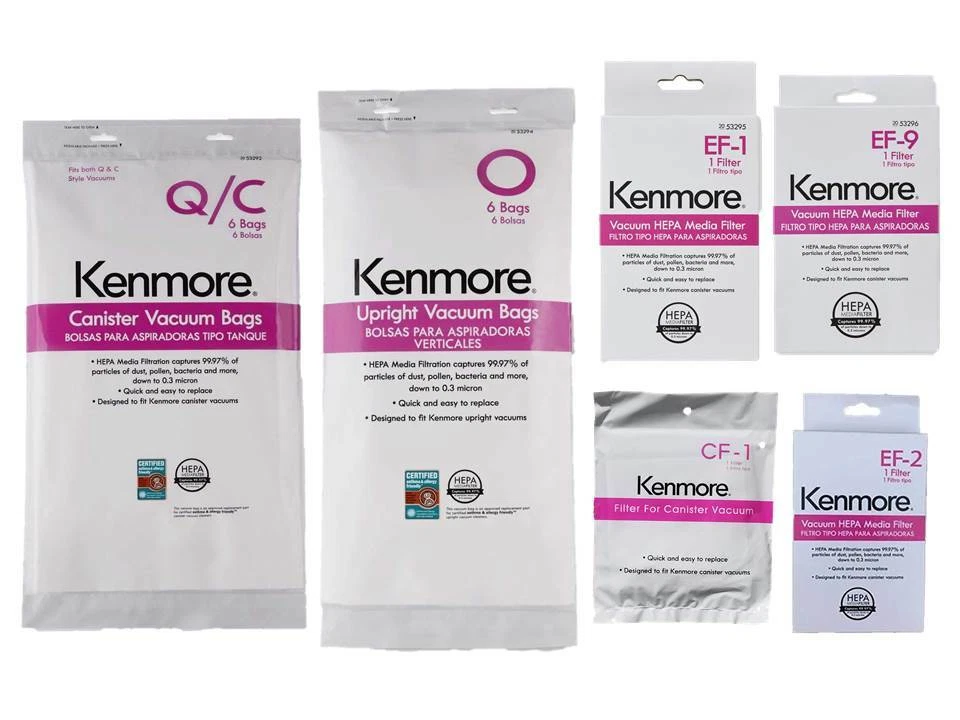 Bolsa de vacío Sears Kenmore + filtro C Q O U EF1 EF2 EF9 CF1 5055 5069 50557 50558  Foto 1 de 1
