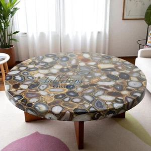 Tavolo da cucina 36" in pietra preziosa agata arredo artistico in pietra con corridoio e casa de - Foto 1 di 9