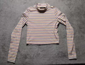 Vero Moda Cropped Shirt Womens XS Pastel Stripe Long Polyester Spandex - Picture 1 of 10