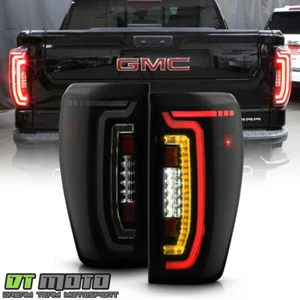 For 2019-2022 GMC Sierra 1500 Incandescent Black Smoke Full LED TaiL Lights Pair - Picture 1 of 10