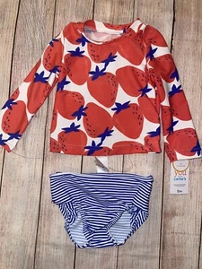 Girls 12M Strawberry Rashguard 2-Piece Swimsuit NWT - Picture 1 of 3