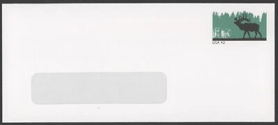 2008 Scott #U663 42c Elk,  #10 Windowed Stamped Envelope - Mint - Ashton/Potter - Image 1 of 2