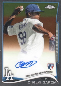 2014 Topps Chrome Rookie Autographs Dodgers Baseball Card #133 Onelki Garcia