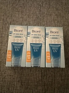 Biore UV Aqua Rich SPF 50 Moisturizing Sunscreen for Face US Version 3 Pack - Picture 1 of 3