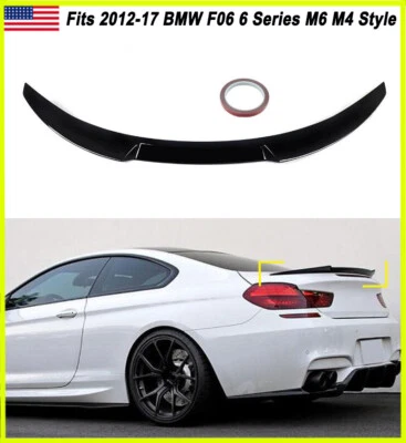M4 Style Trunk Spoiler Glossy Black Fits 12-17 BMW F06 6 Series Coupe & Gran M6 - Image 1 of 4