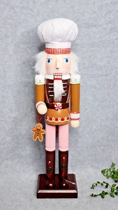 Gingerbread Baker Chef Nutcracker Cookie Candy Wood 15" Hat Christmas NEW - Picture 1 of 6