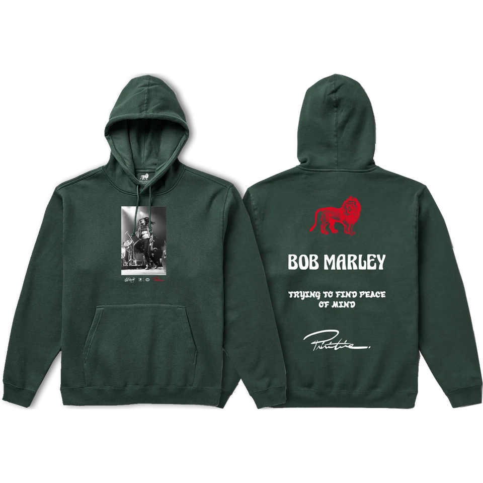 Primitive Skateboards x Bob Marley Heartache Forest Green Hoodie Sweatshirt