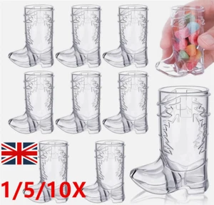1-10Pcs 1 oz Clear Cowboy Glasses Mini Cowboy Boot Shot Glasses Plastic UK - Picture 1 of 26