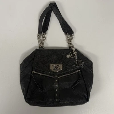 Bolso de Hombro Kathy Van Zeeland Hobo Y2K Años 90 Grueso Dijes Plateado Cartera con Tachuelas Foto 1 de 4
