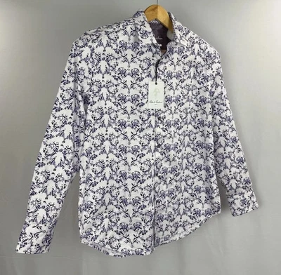 Camisa Robert Graham Cachemira Floral Abotonada Para Hombres Pequeña Colorida Puños Abatibles Púrpura Foto 1 de 4