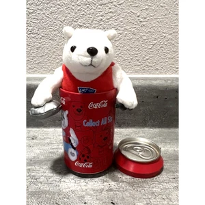 COCA-COLA Athens 2004 Olympics POLAR BEAR Bean Bag PLUSH w/Can - Picture 1 of 6