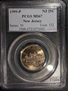 1999-p PCGS MS-67 New Jersey Washington State Quarter Third State OBH Holder - Bild 1 von 2
