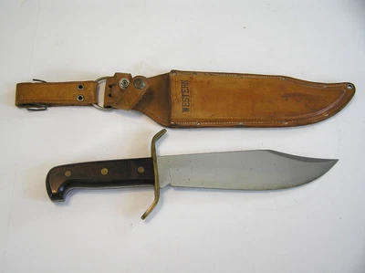 Western USA W49 D Fixed Blade Survival Bowie Knife & Sheath 1980 - Image 1 of 4