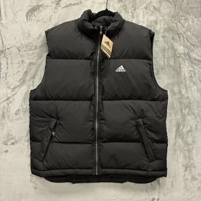 Adidas Men's M Puffer Black Down Vest Full Zip Pockets Vintage Deadstock NWT Y2K - Image 1 of 4