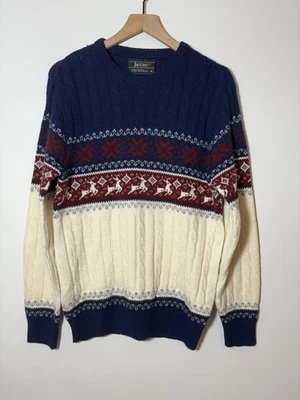 Vintage 70's 80's Jantzen Cable Knit Reindeer Christmas Sweater M - Image 1 of 4